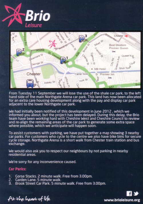 Chester Tourist Parking at the Northgate Arena Car Park