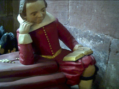St. Mary's Church on the Hill. A young Sir Francis Gamul depicted reading on the family tomb in St Mary's.