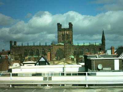 Chester Cathedral taken from the roof of The Mall's Car Park